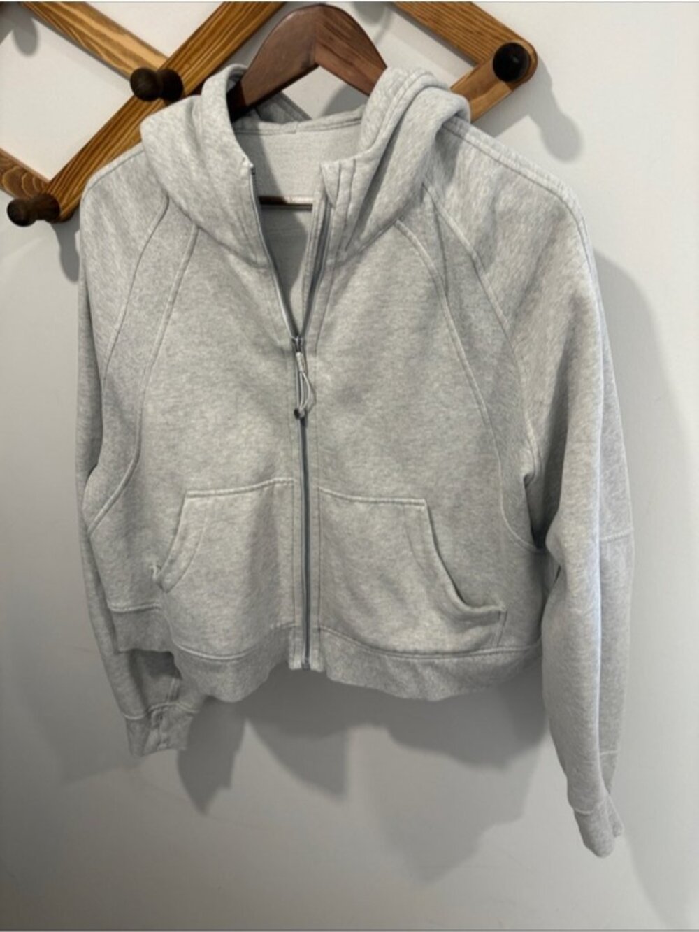 Lululemon Light Gray Cropped Scuba Zip Hoodie